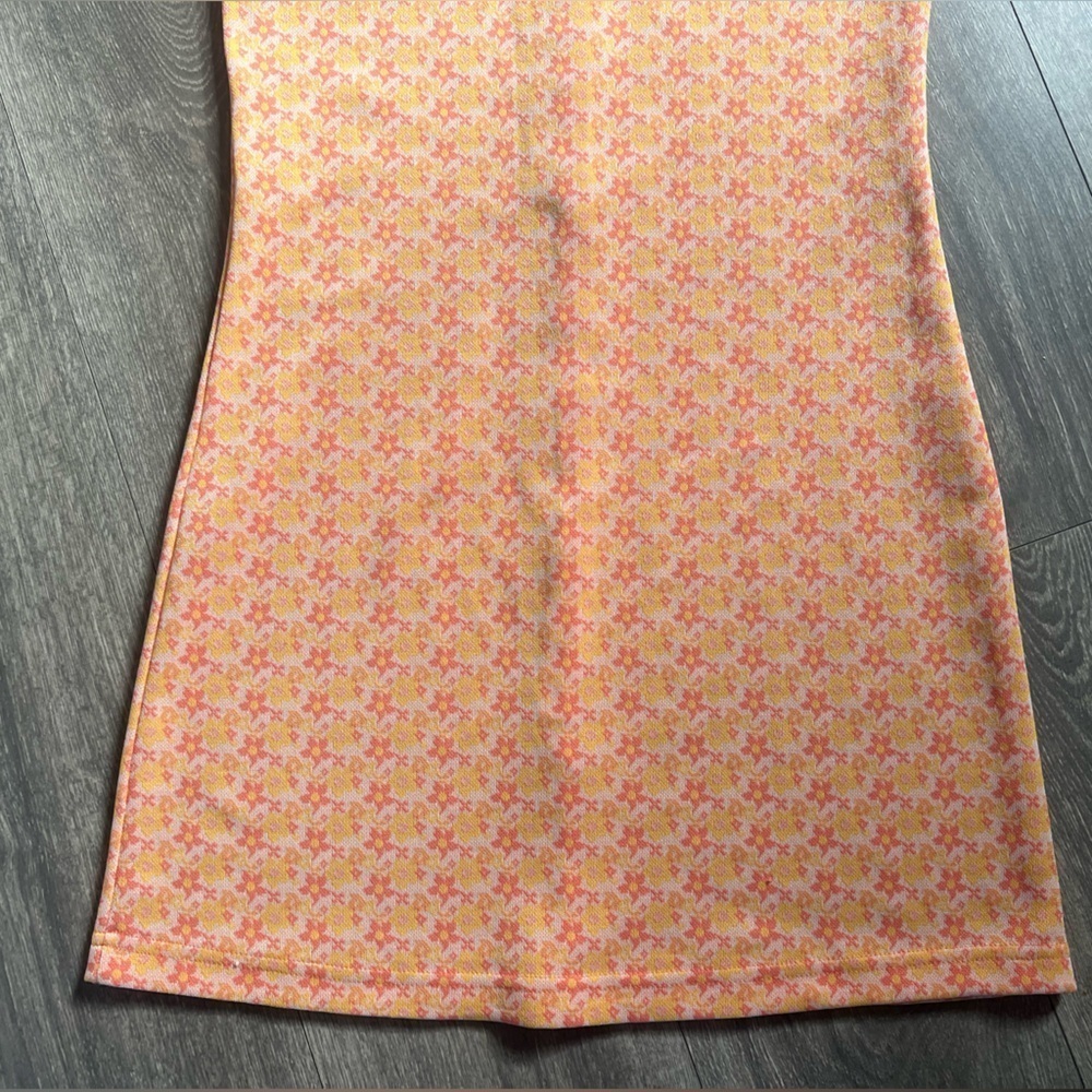 Vintage 90s Xhilaration Orange & Pink Zipper Front Sheath Jumper USA Made Size M - Picture 7 of 12